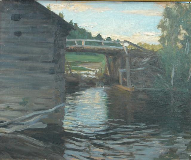 Павловская мельница на реке Яхруст. 1905. Холст, масло. 49х60